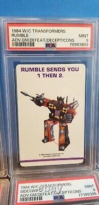 1984 1st Print TRANSFORMERS G1 Complete Set All 21 Cards PSA Retired MINT 9