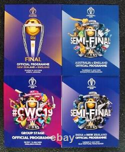 CRICKET WORLD CUP 2019 Complete set of ALL 4 programmes including England Final