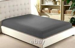 Complete Bedding Set 600TC 100% Pure Egyptian Cotton Dark-Grey Solid All UK Size
