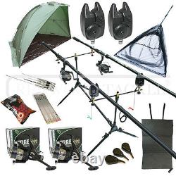 Complete Carp Fishing Tackle Set All You Need To Start 10FT 3PC Rods & Shelter