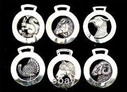 Complete Set Vintage All Creatures Series Horse Brass Medallions Antonie Paul