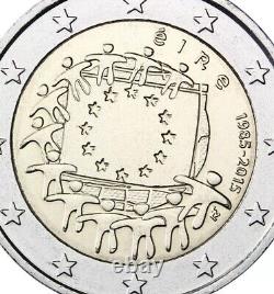 EU Coins 19x Complete Set All 2015 Commemorative 30y Flag Drapeau New UNC F. Roll