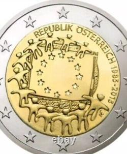 EU Coins 23x Complete Set All 2015 Commemorative 30y Flag Drapeau New UNC F. Roll