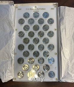 Franklin Half Dollar Complete Set All Bu Brilliant 35 Coins Capital Holder