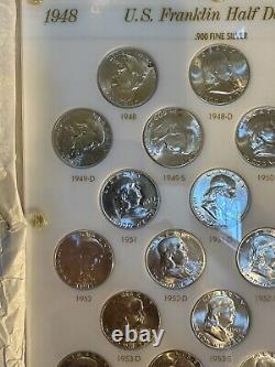 Franklin Half Dollar Complete Set All Bu Brilliant 35 Coins Capital Holder