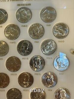 Franklin Half Dollar Complete Set All Bu Brilliant 35 Coins Capital Holder