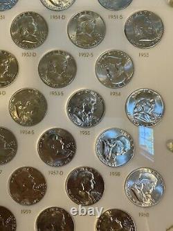 Franklin Half Dollar Complete Set All Bu Brilliant 35 Coins Capital Holder