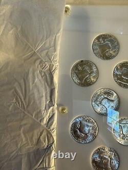 Franklin Half Dollar Complete Set All Bu Brilliant 35 Coins Capital Holder