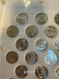 Franklin Half Dollar Complete Set All Bu Brilliant 35 Coins Capital Holder