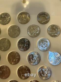 Franklin Half Dollar Complete Set All Bu Brilliant 35 Coins Capital Holder