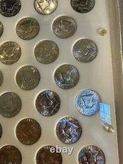 Franklin Half Dollar Complete Set All Bu Brilliant 35 Coins Capital Holder