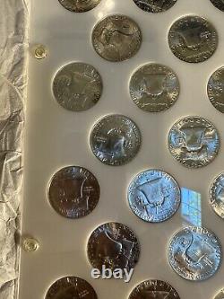 Franklin Half Dollar Complete Set All Bu Brilliant 35 Coins Capital Holder