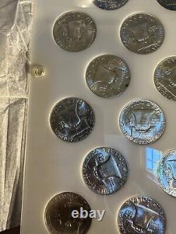 Franklin Half Dollar Complete Set All Bu Brilliant 35 Coins Capital Holder