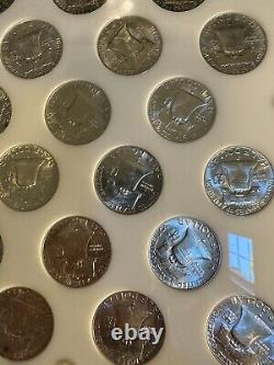 Franklin Half Dollar Complete Set All Bu Brilliant 35 Coins Capital Holder