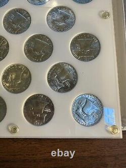 Franklin Half Dollar Complete Set All Bu Brilliant 35 Coins Capital Holder