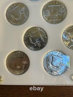 Franklin Half Dollar Complete Set All Bu Brilliant 35 Coins Capital Holder