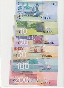 GHANA Complete Banknotes Set 6 Pieces 5 to 200 Cedis 2022 All UNC