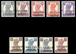 India-Gwalior 1949 KGVI complete set all MNH except top value (12a). SG 129-137
