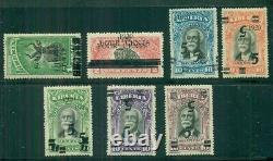 LIBERIA #176-82v, Complete set, all withDOUBLE OVPTS 3 have one Inverted Ovpt