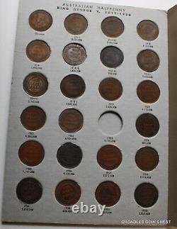 Near Complete Halfpenny Set In Album Missing Just 1923 All Other Dates Are There