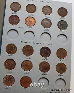 Near Complete Halfpenny Set In Album Missing Just 1923 All Other Dates Are There