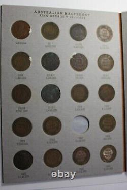 Near Complete Halfpenny Set In Album Missing Just 1923 All Other Dates There #02