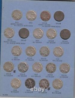 Nearly Complete Set Buffalo Nickels 1913-1938 Pds All Natural Dates Missing 3