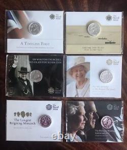 Queen Elizabeth II 6 X £20 Coins of 0.999 Silver Complete Set. All Sealed